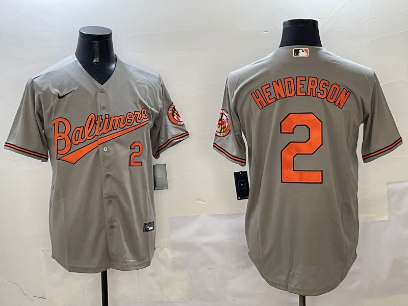 Men Baltimore Orioles #2 Henderson Grey Game 2025 Nike MLB Jersey style 2